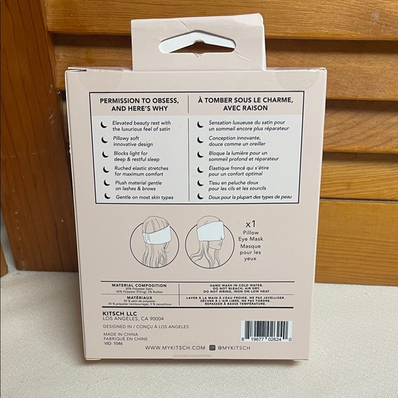 Kitsch Unisex Satin Pillow Eye Mask - Charcoal - Picture 4 of 9